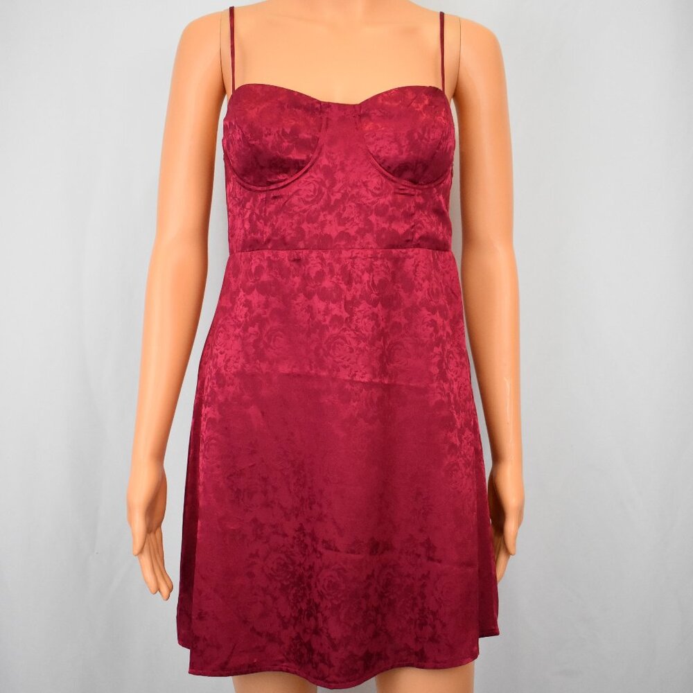 Princess Polly Red Mini Satin Floral Bustier Dress Women's 6 Coquette Romantic